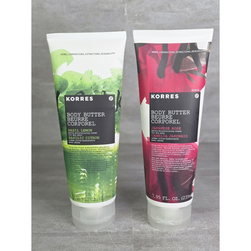 Lot Korres Japanese Rose,Lemon Basil Body Butter Moisturizer 7.95 oz New Sealed